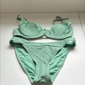 Cupshe Mint Green Textured Bikini Set